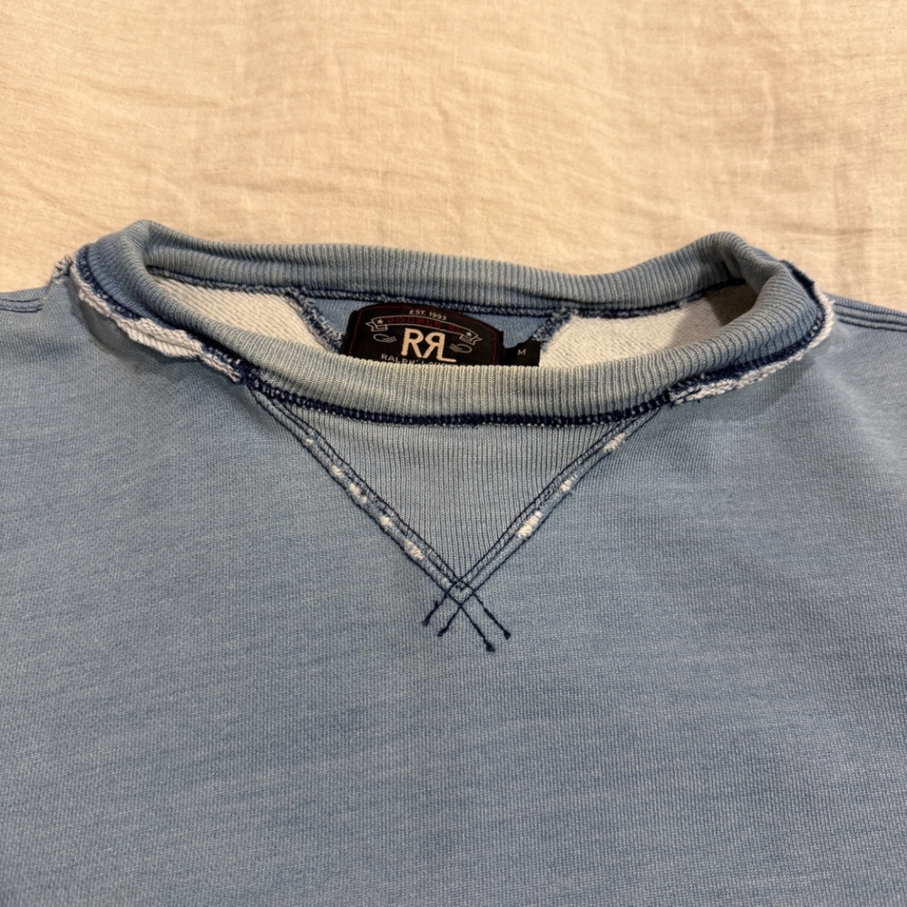 RRL Sweatshirt (*one of a kind*); Faded Indigo Blue; Medium - Picture 4 of 16